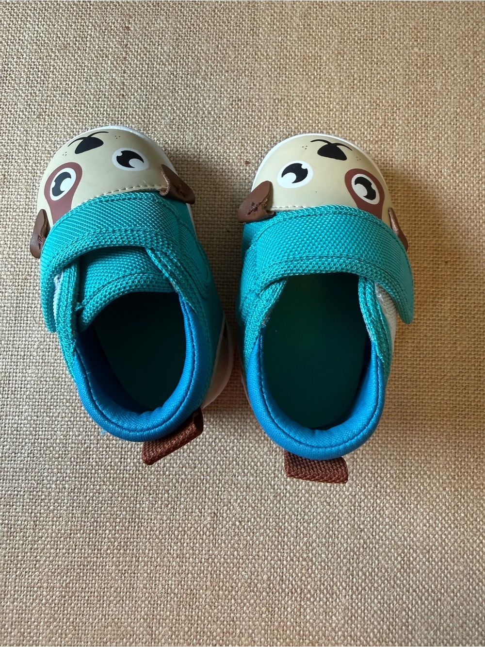 Toddler Teal Animal Face Slip-On Shoes